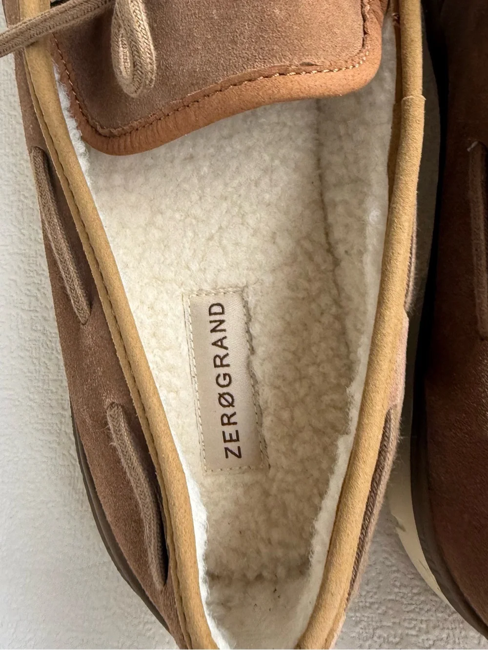 Cole Haan ZerøGrand Men’s 13 M Brown Suede Faux Fur Boat Shoes NWOT C36298